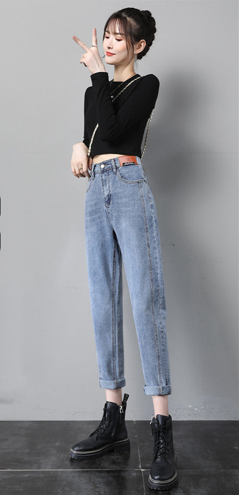 Pantalones Jeans Rectos Cintura Alta Estilo Daddy Harlan para Mujer - Image 8