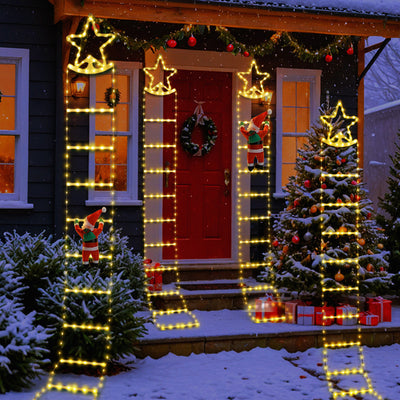 Decoración Navideña Papá Noel en Escaleras con Luces LED Multicolor Resistente al Agua