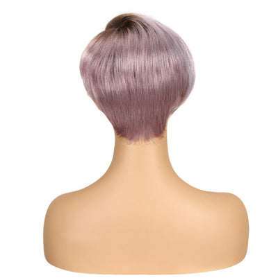 Peluca Corta de Cabello Natural Tejida a Mano con Encaje Frontal - Image 7