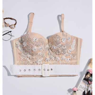 Blusa Camisola de Encaje con Lentejuelas y Bordados Beaded para Mujer