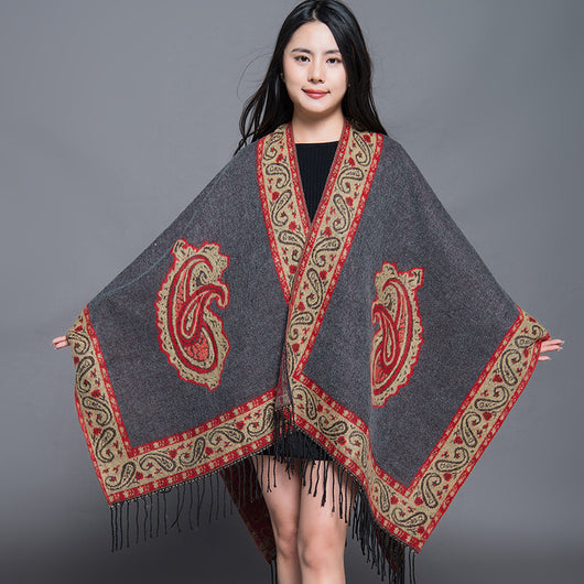 Poncho Étnico Nepali Extra Grande Acolchado para Otoño e Invierno - Image 4