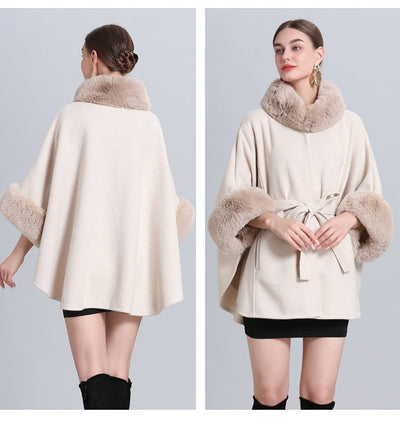Capa Abrigo de Lana con Cuello de Conejo y Encaje Ajustable - Image 15