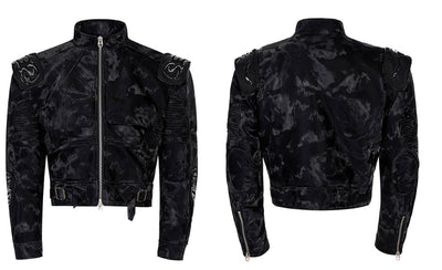 Chaqueta de Cuero Punk Negra para Motociclista - Image 13