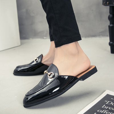 Sandalias Semiabertas de Cuero Brillante para Hombre - Comodidad Estival - Image 4