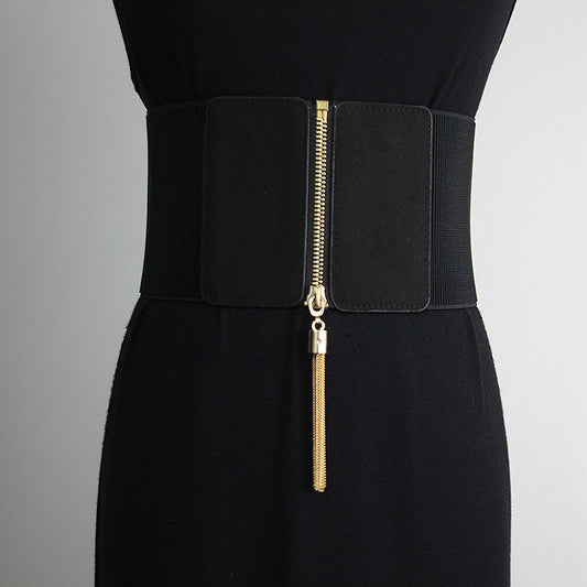 Vestido Ancho Decorativo para Mujer con Cinturón - Diseño Versátil y Elegante Negro