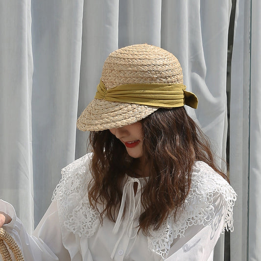 Sombrero de Algodón Plisado con Moño para Mujer - Versátil y Elegante - Image 2