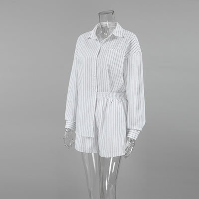 Camisa Manga Larga a Rayas Blancas - Dos Piezas Cómoda - Image 10