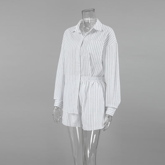 Camisa Manga Larga a Rayas Blancas - Dos Piezas Cómoda - Image 10