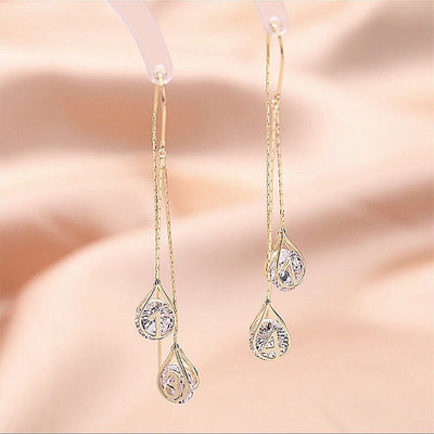 Aretes Colgantes de Circonita con Diseño de Gotas de Agua - Image 2