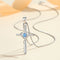 Sterling Plateado Cross Pendant Trendy Clavicle Chain Azul Necklace