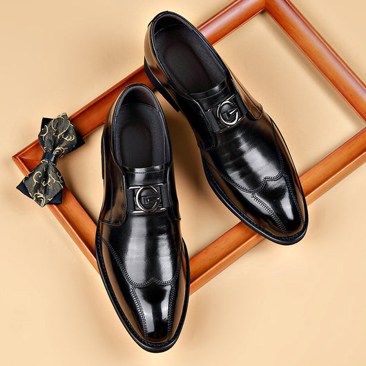 Zapatos de Cuero Elegantes con Bordado - Slip-on Puntiagudo para Hombre - Image 3