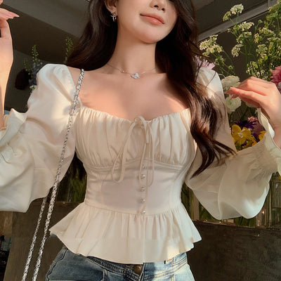 Blusa Elegante con Cuello y Cintura Ajustada para Mujer