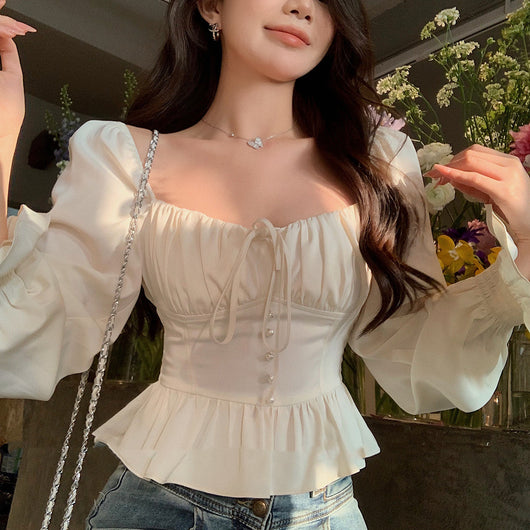 Blusa Elegante con Cuello y Cintura Ajustada para Mujer