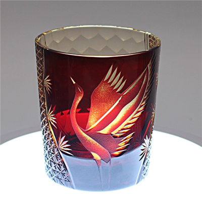 Vaso de Whiskey Edo Kiriko Pino y Grúa - Artesanía Japonesa - Image 43