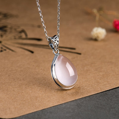 Collar Clavícula Plata 925 Cuarzo Rosa Cristal Hielo Gota Mujer - Image 3