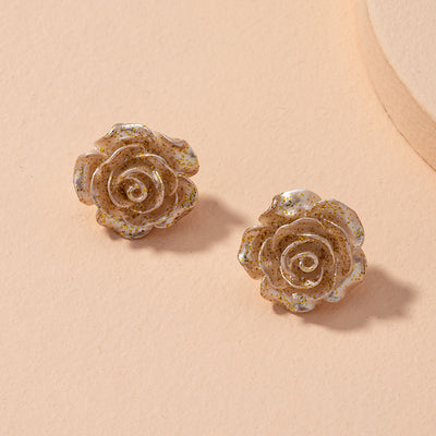 Aretes de Resina Transparente con Lámina de Oro y Rosas - Image 8