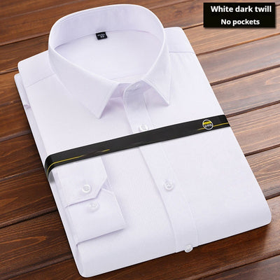 Camisa de Negocio Hombre Suelta sin Planchado - Color Sólido - Image 16