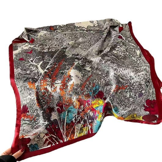 Pañuelo Largo de Satén Xiang Yun con Estampado Coreano - Image 5