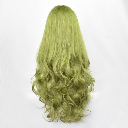 Peluca Ondas Grandes Verde Menta con Flequillo Aéreo - Elegancia Moderna - Image 2