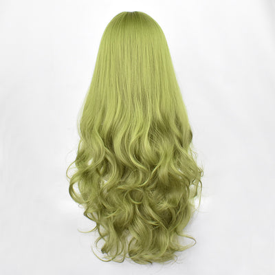 Peluca Ondas Grandes Verde Menta con Flequillo Aéreo - Elegancia Moderna - Image 2