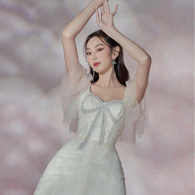 Vestido Elegante con Moño y Strass Cintura Alta Efecto Reductor - Image 7