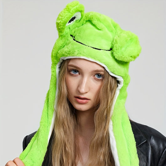 Gorro Peluche con Orejas Móviles - Panda, Perro, Rana y Cachorro para Disfraz y Fiesta - Image 4