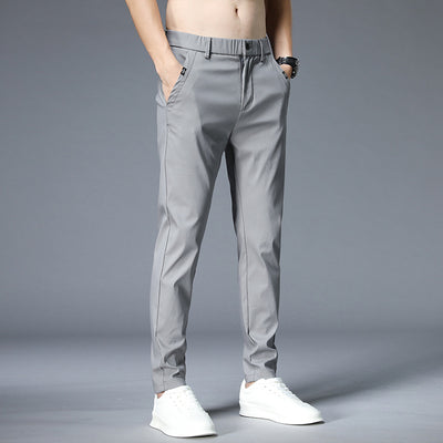 Pantalones Casuales Hombre Verano Tela Ligera Corte Recto Elásticos - Image 2