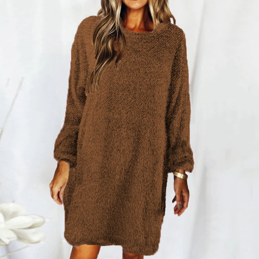 Vestido Suéter Largo Holgado en Felpa - Image 14