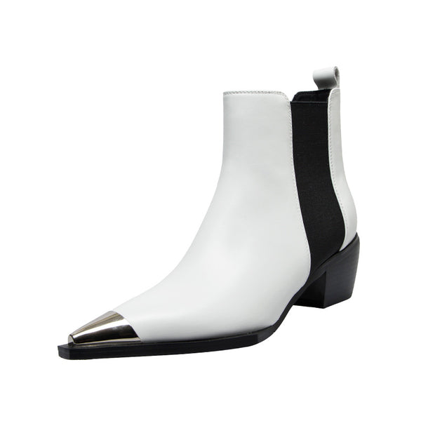 Botas Cortas Estilo Británico con Tacón Medio y Punta Metálica - Image 5