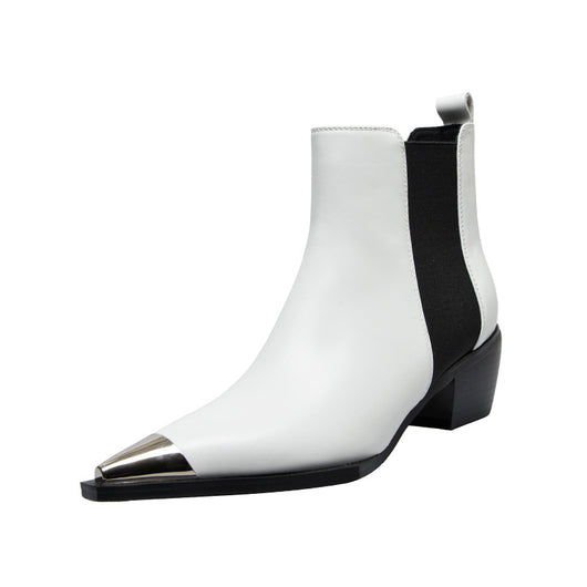 Botas Cortas Estilo Británico con Tacón Medio y Punta Metálica - Image 5