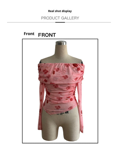 Blusa Asimétrica Ajustada con Volantes y Estampado Versátil - Image 8