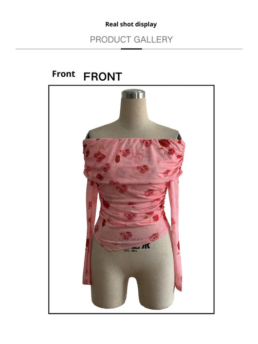 Blusa Asimétrica Ajustada con Volantes y Estampado Versátil - Image 8