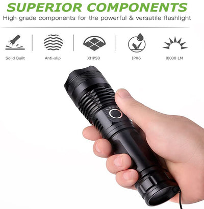 Linterna LED de Largo Alcance con Zoom Telescópico y Carga USB - Image 3