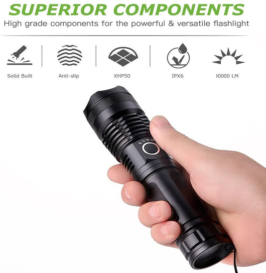Linterna LED de Largo Alcance con Zoom Telescópico y Carga USB - Image 3