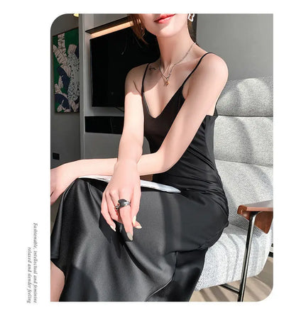 Vestido Largo Temperamento Francés para Mujer con Tirantes - Image 16