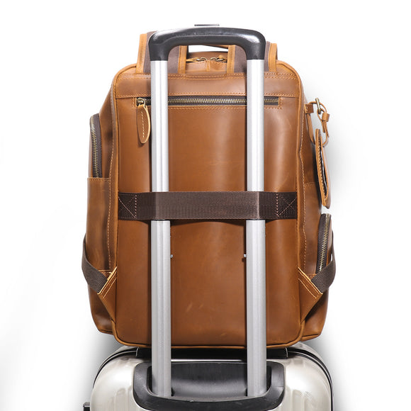 Mochila Trolley de Cuero Retro con Ruedas