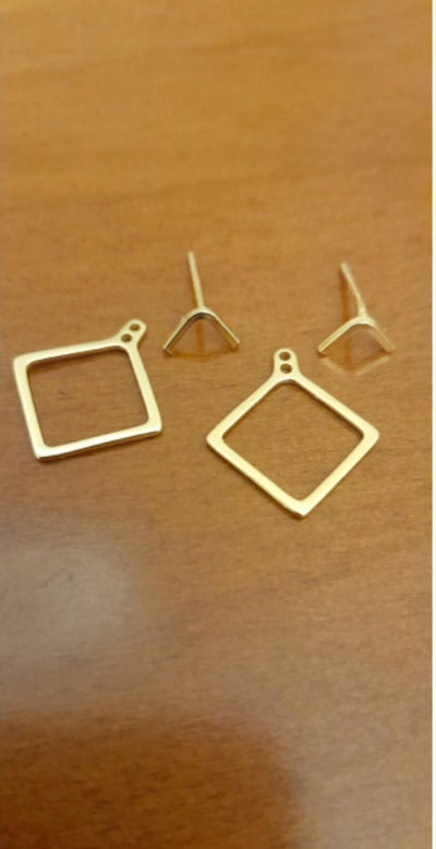 Aretes Geométricos Cuadrados Dos Piezas Versátiles para Mujer - Image 7