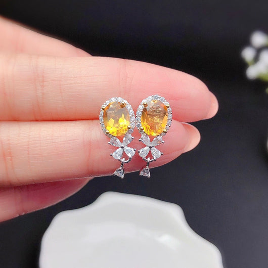 Aretes de Citrino Natural para Mujer - Cristales Purificados Energía Radiante - Image 5