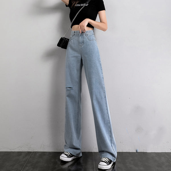 Pantalones Vaqueros Anchos Mujer Sección Fina Verano