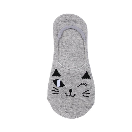 Calcetines Invisibles para Mujer Gato Lady Antideslizantes Algodón Verano