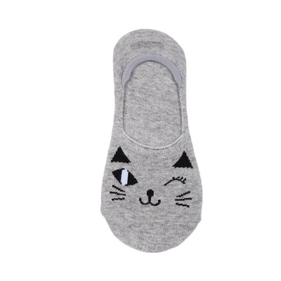 Calcetines Invisibles para Mujer Gato Lady Antideslizantes Algodón Verano