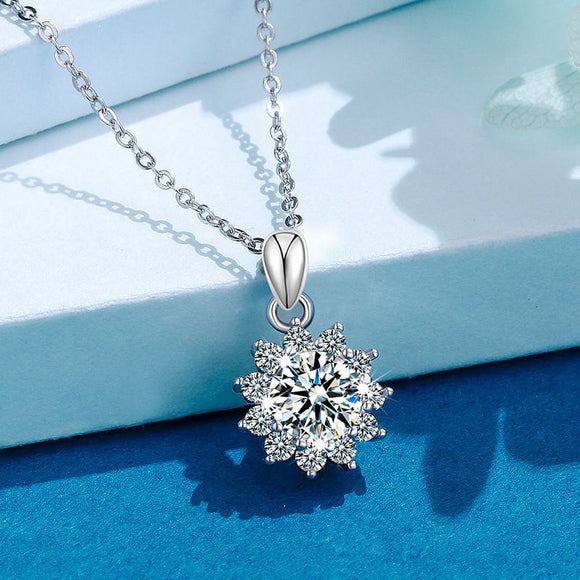 Collar Girasol Moissanita en Plata 925