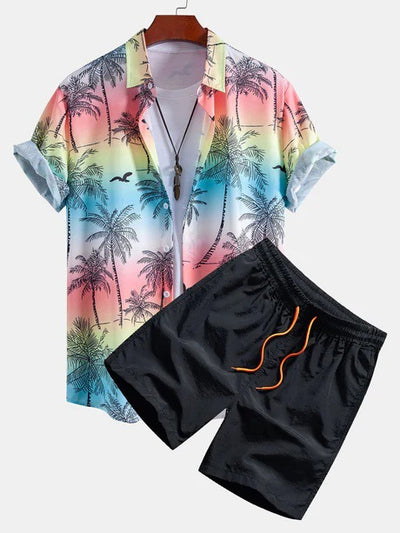 Camisa Cardigan Estampada Manga Corta para Playa Hombre - Image 8
