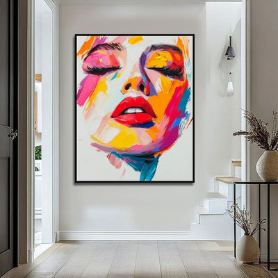 Cuadro Abstracto Moderno Pintura al Óleo Hecha a Mano - Rostro Contemporáneo con Técnica de Espátula - Image 12