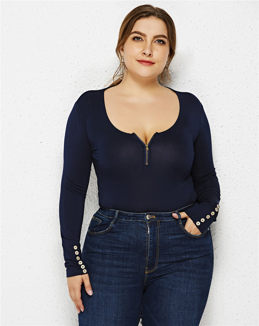 Bodysuit de Manga Larga con Cierre y Cuello Redondo - Image 12