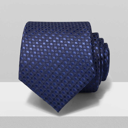Corbata Azul Marino Degradado Cuadros 7cm - Elegancia Casual para Negocios