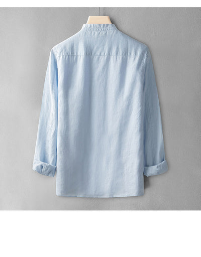 Camisa de Lino Casual Holgada para Hombre - Manga Larga Estilo Retro - Image 9