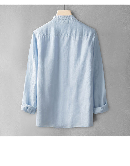 Camisa de Lino Casual Holgada para Hombre - Manga Larga Estilo Retro - Image 9