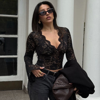 Blusa Transparente Manga Larga Elegante para Mujer - Image 8