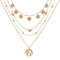 Simple Round Piece Five-pointed Star Pendant Multilayer Necklace Dorado
